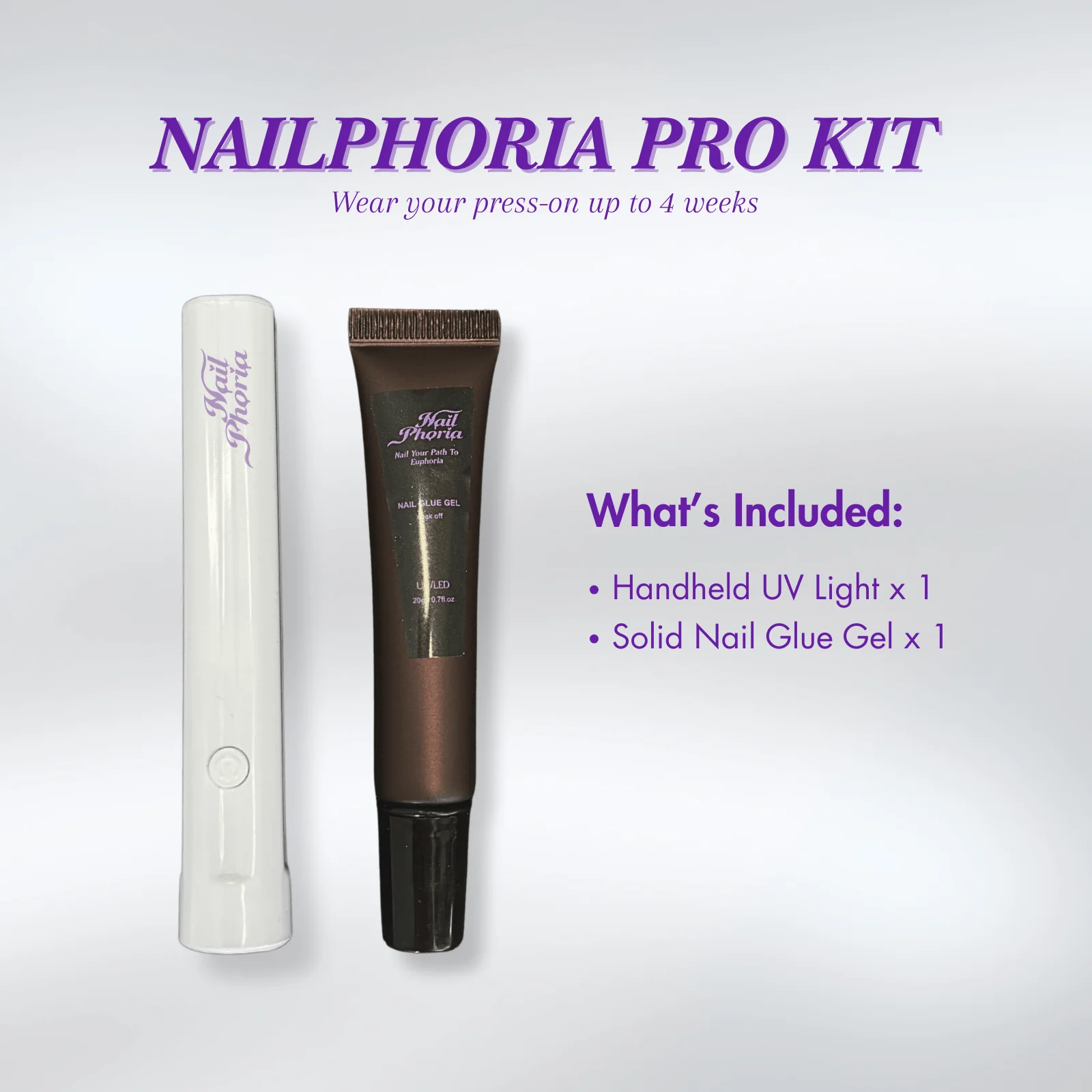 Solid Nail Glue Gel & Handheld UV Light