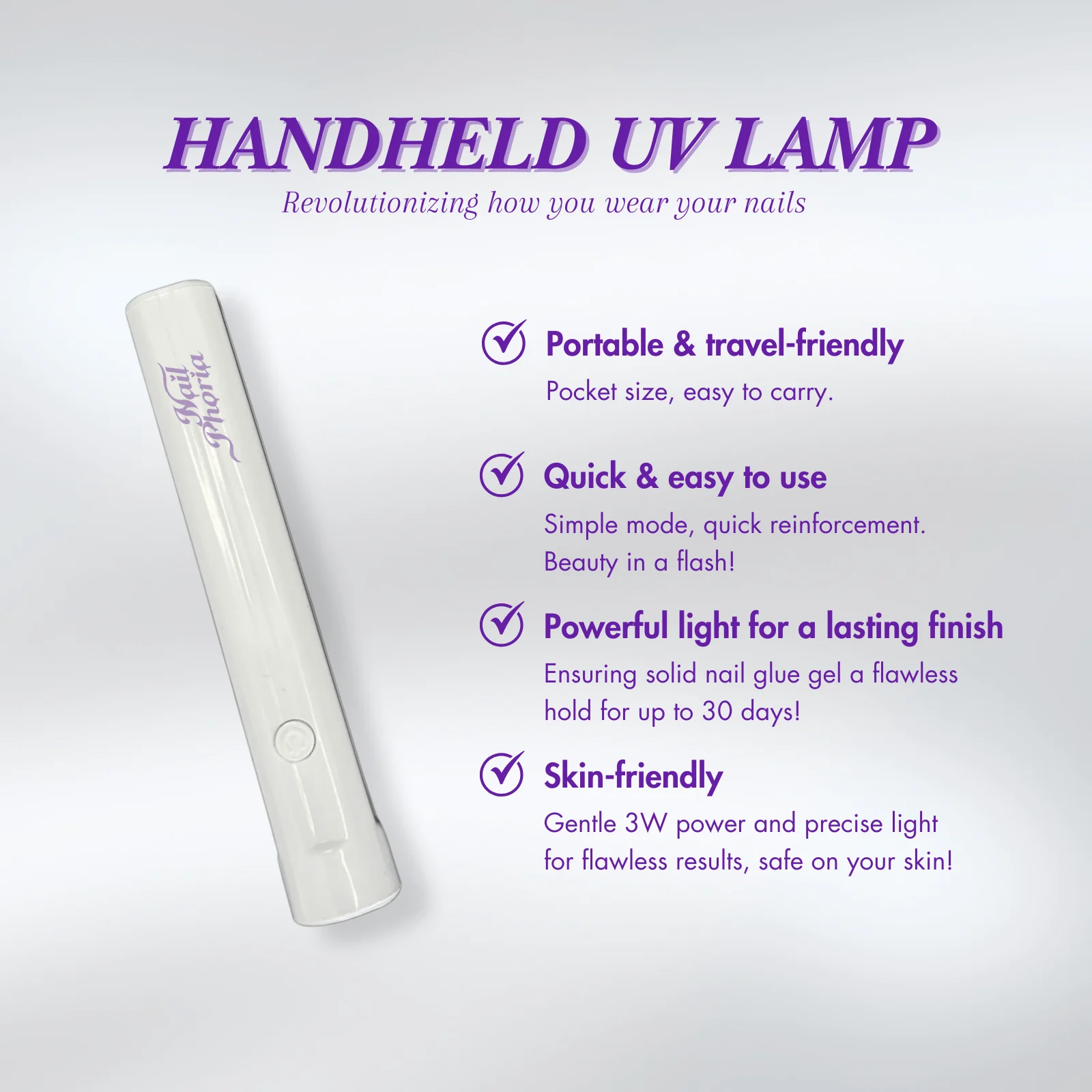 Solid Nail Glue Gel & Handheld UV Light - Image 3